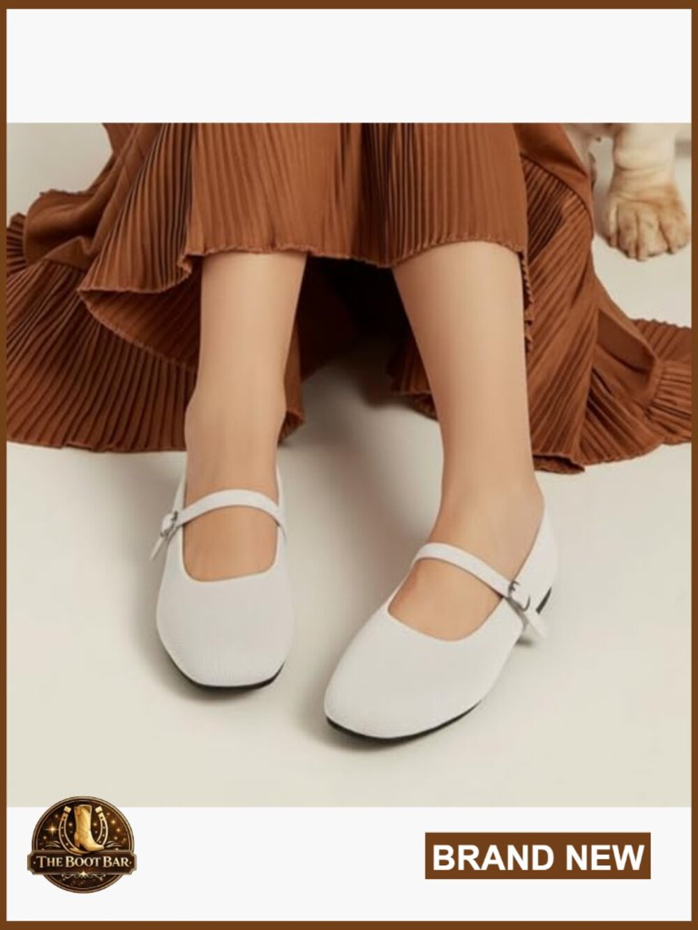 Women's Square Toe Ballet Flats with Adjustable Ankle Strap and Arch Support - Picture 3 of 7